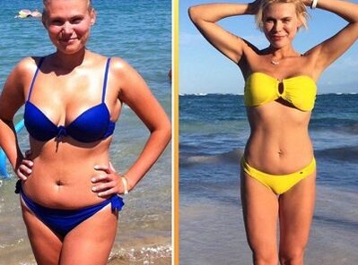 Fotos antes e despois da dieta da sandía